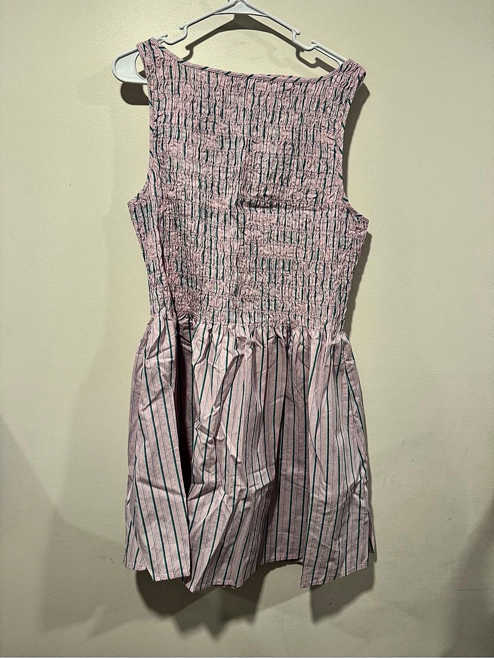 Gap Smocked Boatneck Mini Dress Pink & Green XL